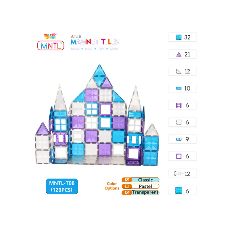 Blue and purple MNTL magnetic castle set